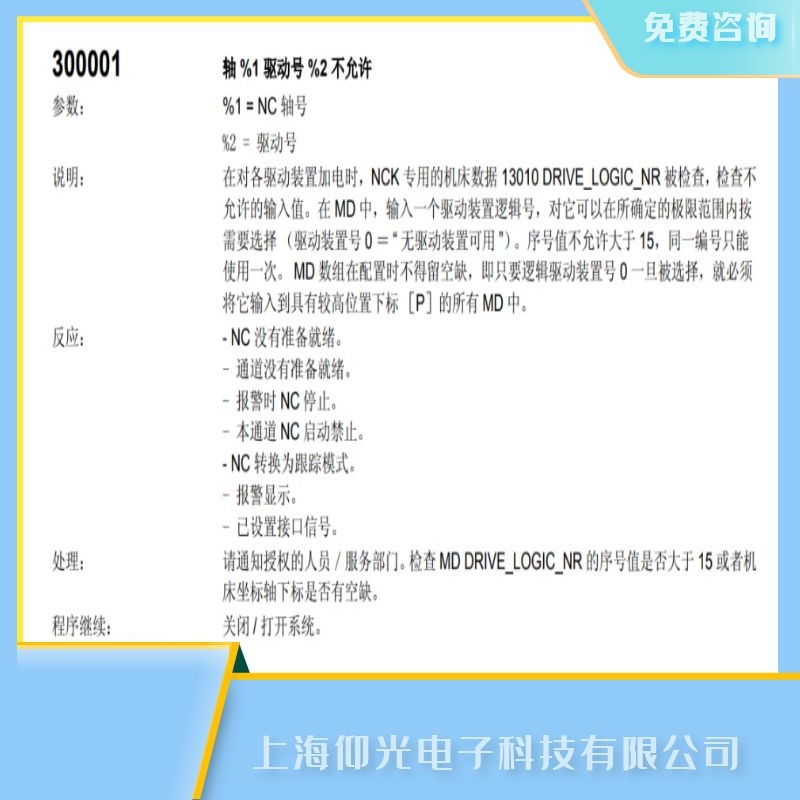 西门子840d数控系统手轮300001驱动故障维修