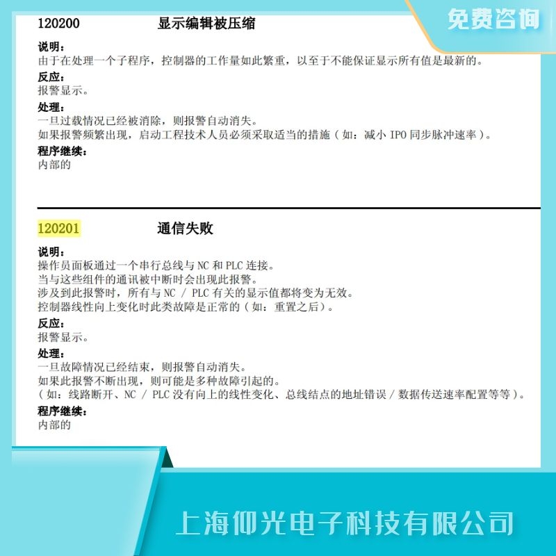 西门子数控系统840d报120200显示编辑被压缩故障维修