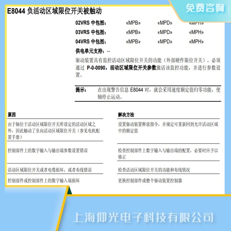 rexroth博世力士乐伺服驱动器报E8044故障维修